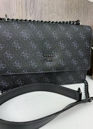 Женская мини сумочка клатч на цепочке стиль guess черная4 фото