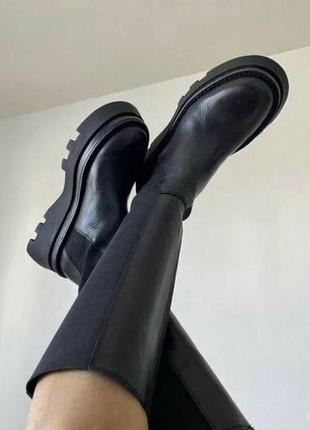 Высокие ботинки челси 39р zara кожаные9 фото