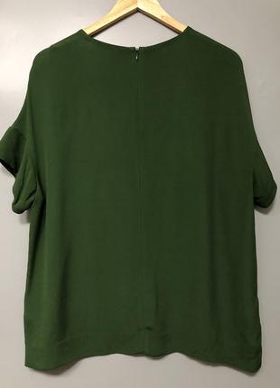 Cos брендовая блузка с коротким рукавом оверсайз футболка зеленого цвета вискоза6 фото