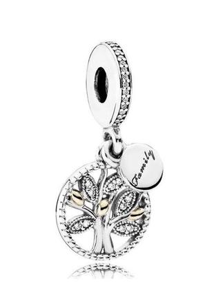 Серебряная бусина шарм подвеска подвес серебро пандора pandora silver s925 925 проба аle с биркой и пломбой клипса шарм-клипса семейное дерево