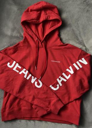 Calvin klein jeans &lt;unk&gt; укороченное женское худи1 фото