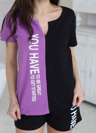 Жіноча піжама зайчика зайчики футболка шорти домашній костюм