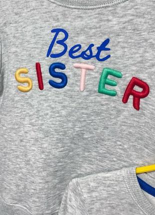 Свитшот best sister для девочки на утеплении бренда h&amp;m 98/104 см6 фото