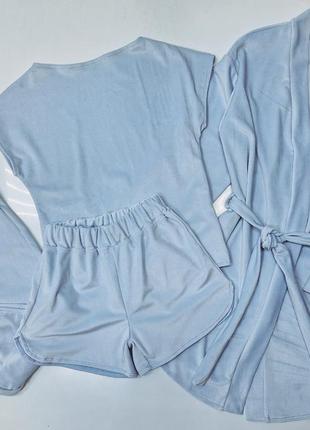 Велюрова піжама з халатом, велюровий домашній костюм5 фото