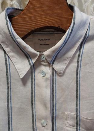 Новая люксовая качественная стильная брендовая натуральная рубашка marks &amp; pure linen4 фото