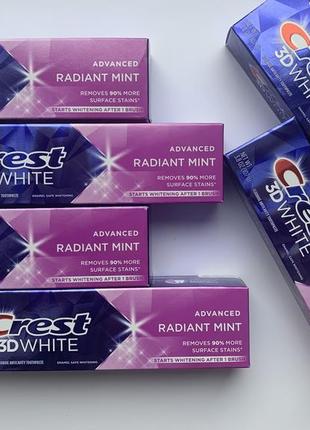 Відбілююча зубна паста crest 3d white whitening radiant mint