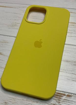 Силіконовий чохол для iphone 12 pro max з закритим низом жовтий canary yellow 55 silicone case (бампер)