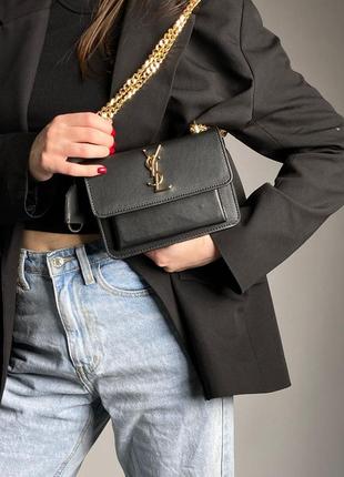 Жіноча сумка sunset mini chain black/gold9 фото