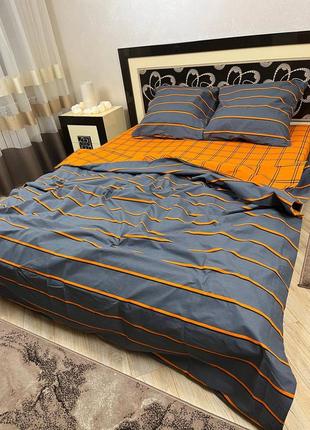 🏠🏠. бязь голд постель помаранчево сіра9 фото