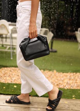 Маленька чорна сумчка, жіноча сумка на плече, стильна сумка з двома ручками, кросбоді