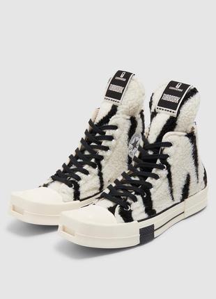 Кеды кроссовки rick owens x converse turbodrk faux shearling hi sneaker оригинал