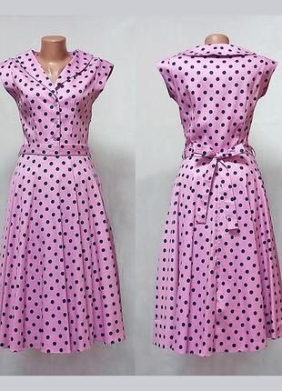 Очаровательное розовое платье в горошек lady vintage2 фото