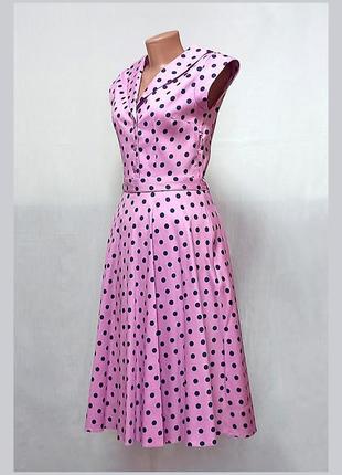 Очаровательное розовое платье в горошек lady vintage3 фото