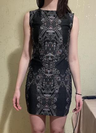 Короткое корсетное вечернее платье черная серебряная1 фото