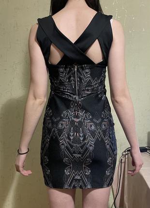 Короткое корсетное вечернее платье черная серебряная3 фото