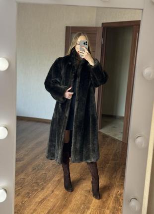 Стильная шубка длинная американская винтажная размер м под норковую шубку под  норку