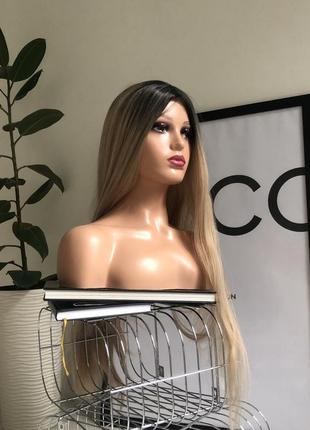 Парик омбре с мини-имитацией кожи головы в пшеничном цвете (7408)