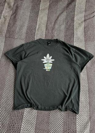 Huf vintage black tee футболка оверсайз оригінал б у