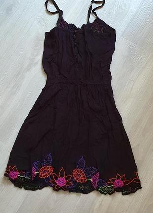 Пляжное легкое платье-сарафан вышивка4 фото