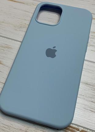 Силиконовый чехол silicone case для iphone 12 pro max с закрытым низом голубой sky blue 43 (бампер)