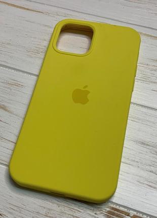 Силіконовий чохол silicone case для iphone 12 / 12 pro з закритим низом жовтий canary yellow 55 (бампер)