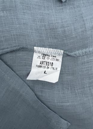 Льняная блуза  италия голубая с х/б кружевом 46-50 новая4 фото
