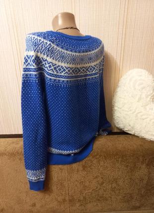 Стильний вінтажний вовняний кардиган кофта джемпер светр скандинавський мотив.5 фото