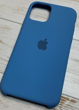 Силиконовый чехол silicone case для iphone 11 pro голубой cornflower (бампер)1 фото