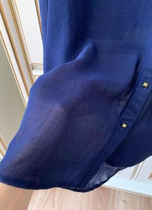 Темно-синя напівпрозора блуза6 фото