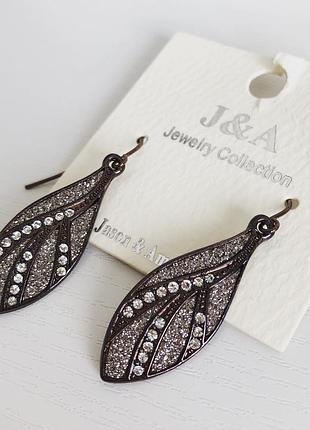 Серьги листиками с камешками jewelry collection