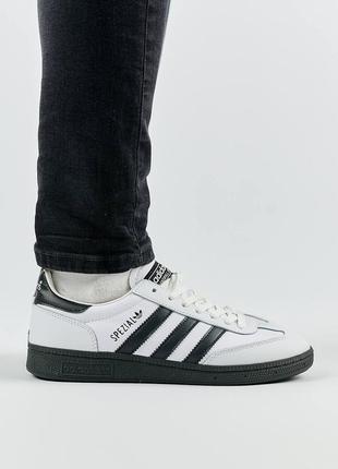 Чоловічі чорно-білі шкіряні кеди в стилі adidas spezia 🆕 шкіряні кросівки адідас