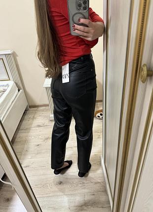 Шкіряні штани zara брюки hm mango massimo dutti ivina marsego з еко шкіри экокожи кожанные2 фото