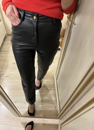 Шкіряні штани zara брюки hm mango massimo dutti ivina marsego з еко шкіри экокожи кожанные3 фото