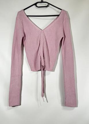 Кофтинка светр ніжно рожева з завʼязками гарна hollister1 фото