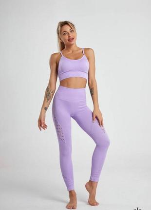 Накладний платіж ❤ безшовний костюм для фітнесу в зал кроп топ та лосини на високій талії компресія