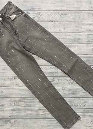 Женские джинсы raw светло-серого цвета со стразами2 фото