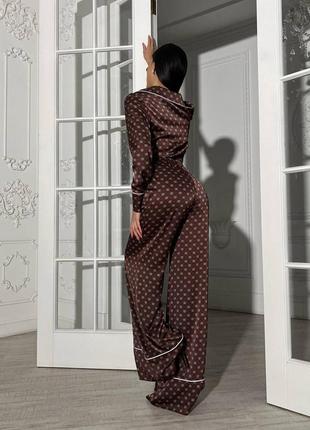 Костюм -двойка с брюками и рубашкой в пижамном стиле "flov 02". расклешенные брюки на резинке, без4 фото