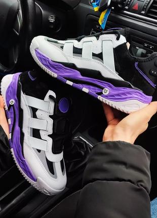 Мужские кроссовки adidas niteball белые с фиолетовым