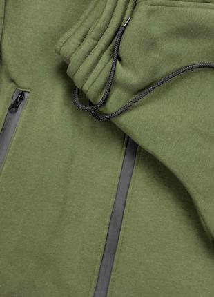 Мужской спортивный костюм теплый на флисе кофта + штаны зеленый2 фото