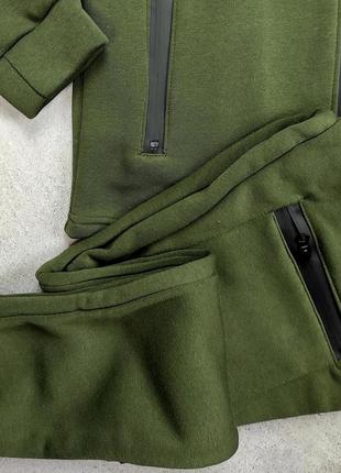 Мужской спортивный костюм теплый на флисе кофта + штаны зеленый3 фото
