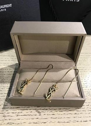 Сережки ланцюжка сен лоран, позолота