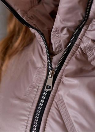 Пальто женское стеганое длинное, теплое,  с капюшоном, батал, большие размеры, бежевое3 фото
