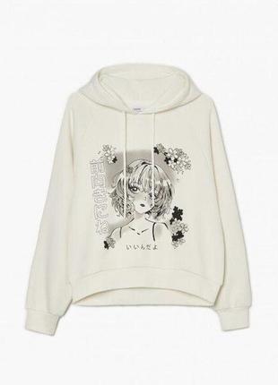 Худи оверсайс унисекс з принтом аниме утеплённый