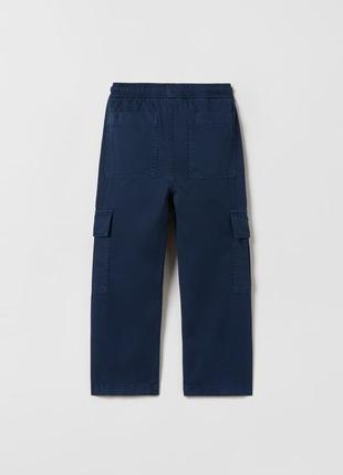 Брюки коттоновые на резинке карго zara 2