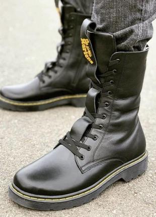 Шкіряні зимові черевики, берці dr. martens nappa black