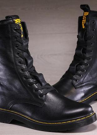 Шкіряні зимові черевики, берці dr. martens 8-Eye black3 фото