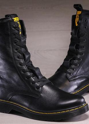 Кожаные зимние ботинки, берцы dr. martens nappa black3 фото