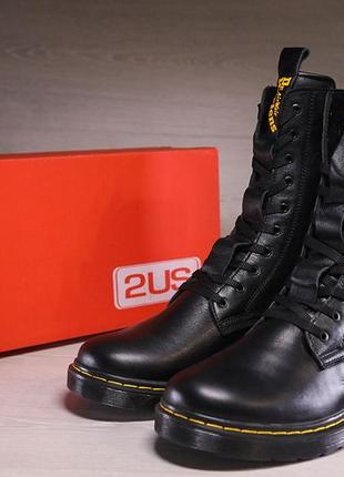 Шкіряні зимові черевики, берці dr. martens 8-Eye black4 фото