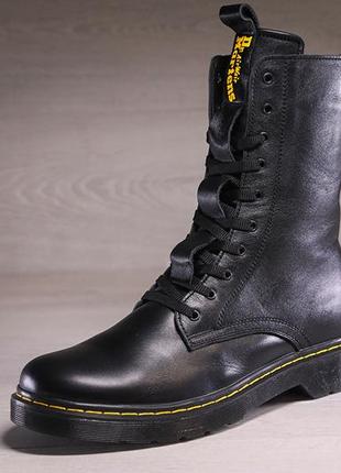 Кожаные зимние ботинки, берцы dr. martens nappa black5 фото