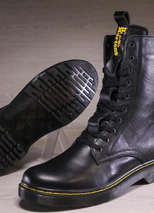 Кожаные зимние ботинки, берцы dr. martens nappa black6 фото